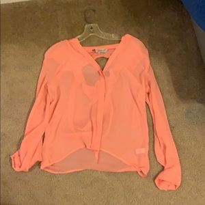 Jennifer Lopez Peach button up long sleeve shirt